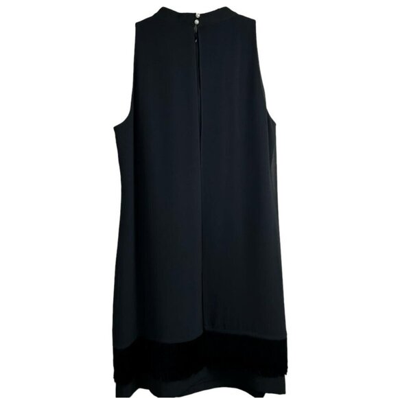 Karl Lagerfeld Paris Black Sleeveless Fringe Hem Shift Dress Size 12‎  NWOT - Picture 6 of 14